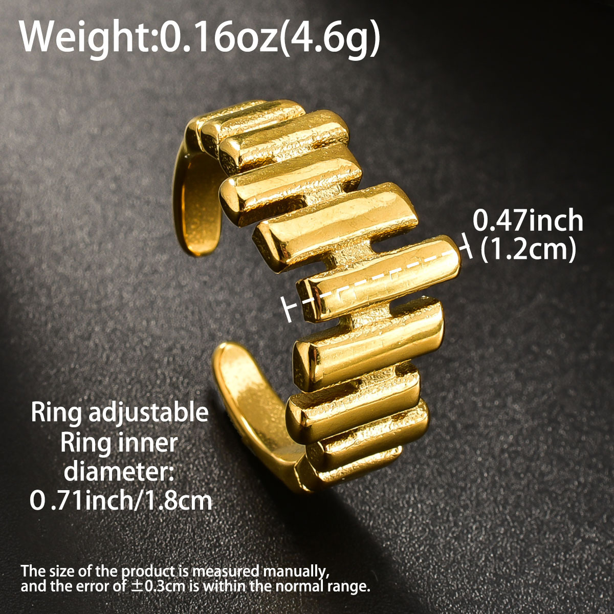 ZEADEAR Geometric Open Ring Golden Hip Hop Style Unisex Jewelry